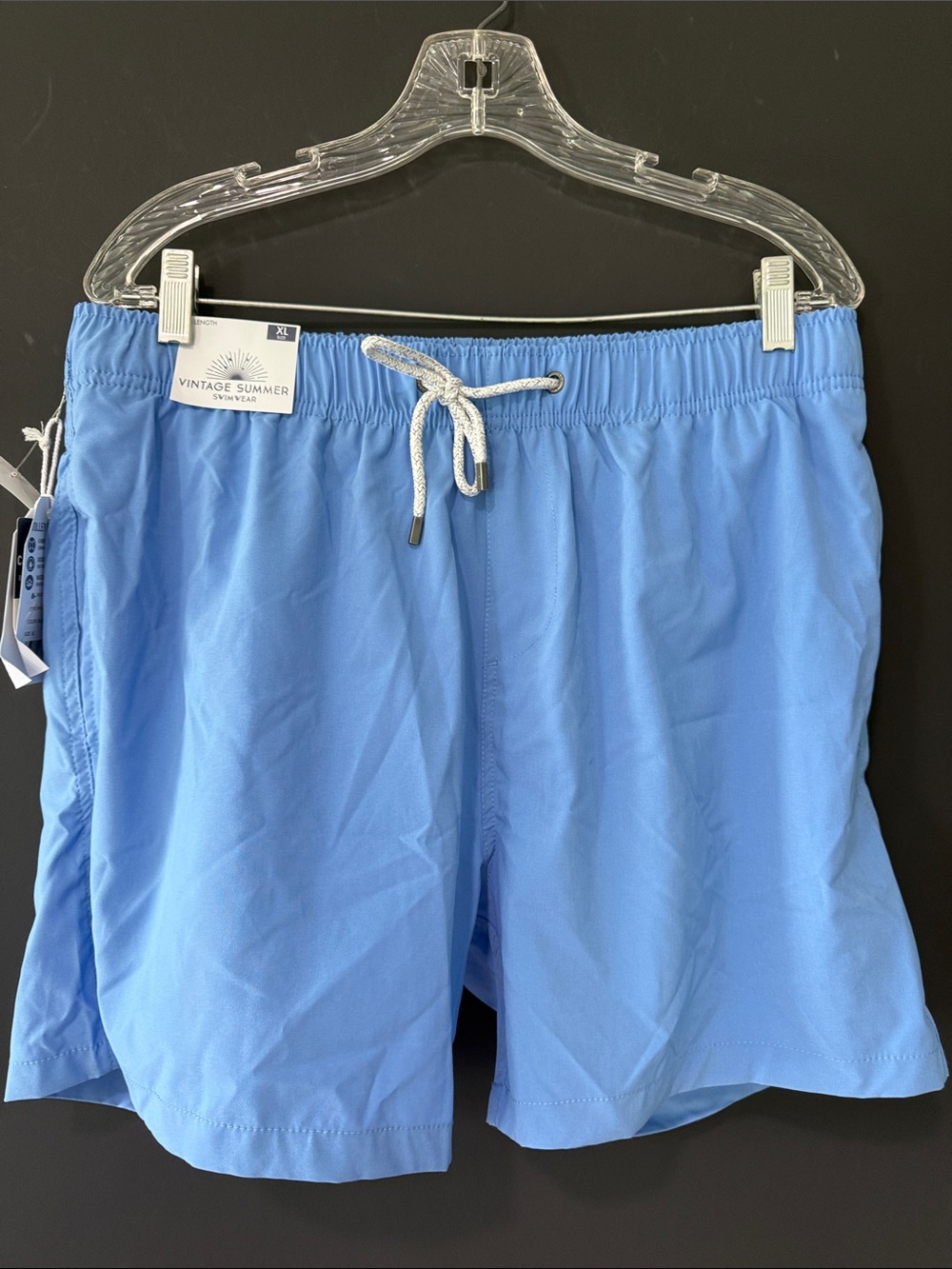 Men’s Sky Blue Swim Trunks with Drawstring